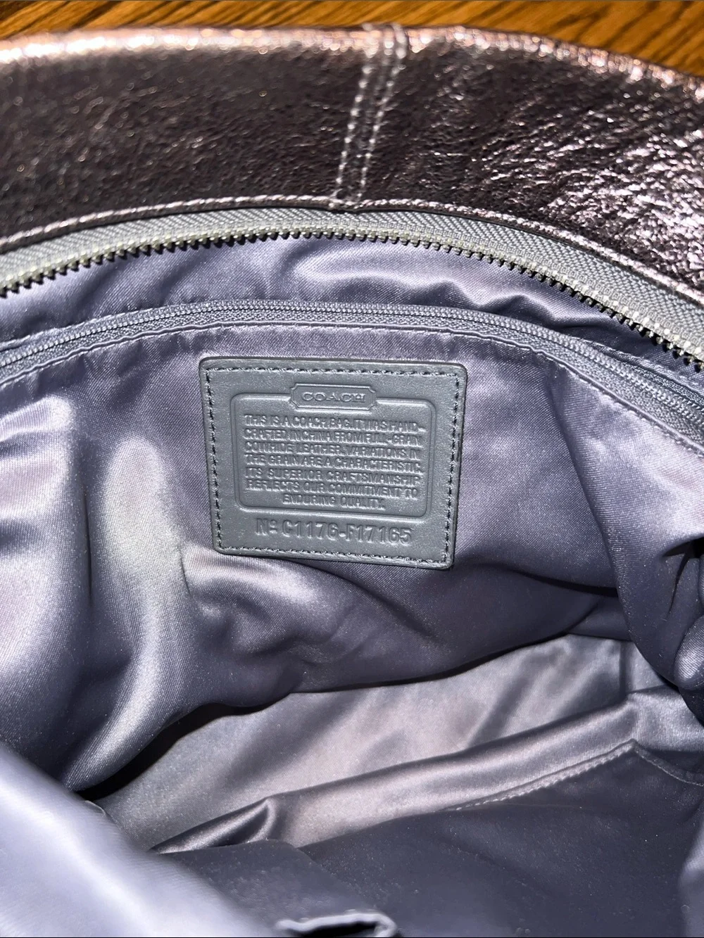Coach Metallic Brooke Leather Pewter Hobo Bag